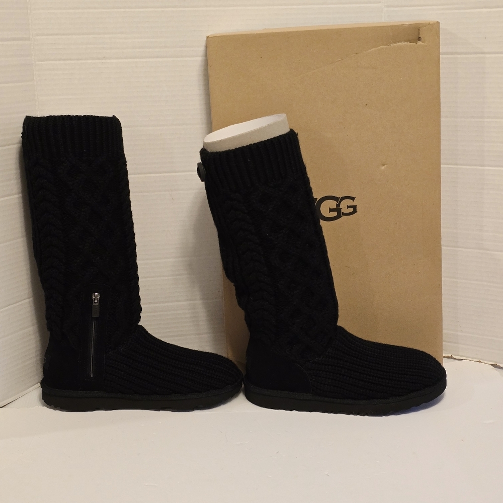Uggs Kids Classic Cabled Knit Size 6 Black NEW